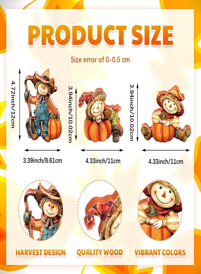 DoubleFill مجموعة دبل فيل من 3 قطع من تماثيل الخريف لتزيين المنزل، فزاعة حصاد مع قرع، تماثيل خشبية، زينة فزاعة خشبية لعيد الشكر، زينة منزلية ومكتبية وحفلات، هدايا - Image 2